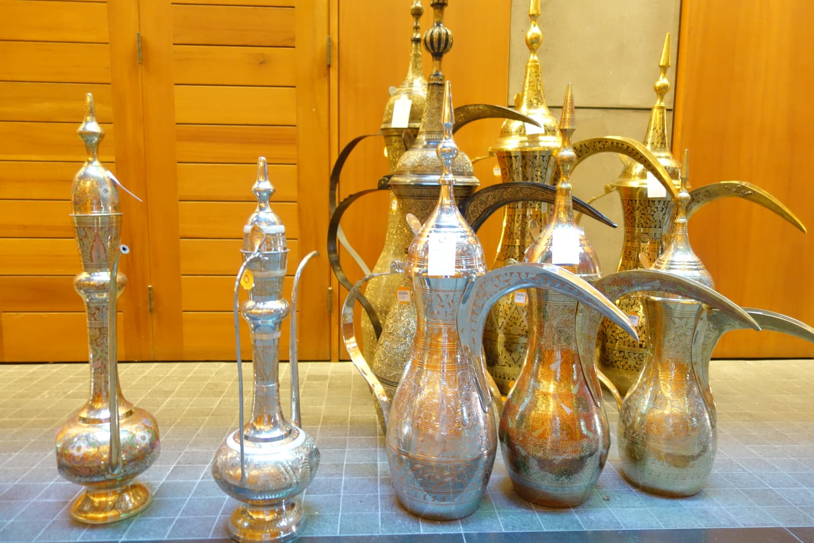 Brass dallah coffee pots used for serving Arabic coffee